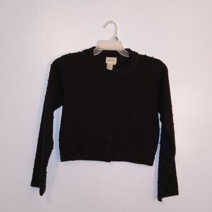 Elegant Black Beaded Cardigan